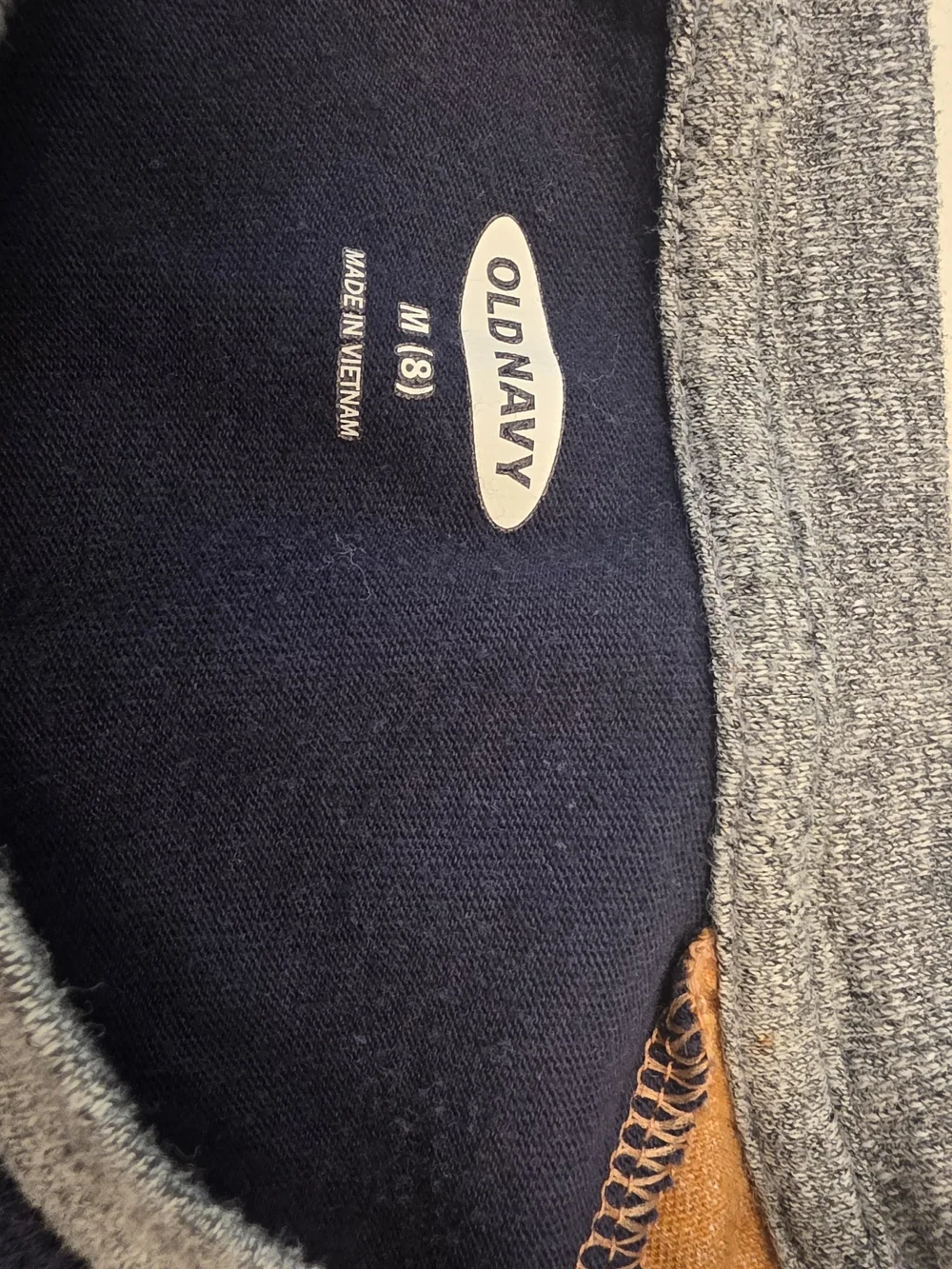 Old Navy Navy Long-Sleeve Raglan Tee with Mustard Sleeves